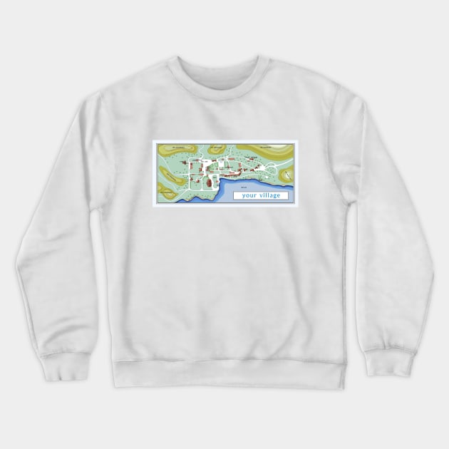 Village Map Crewneck Sweatshirt by cunningmunki